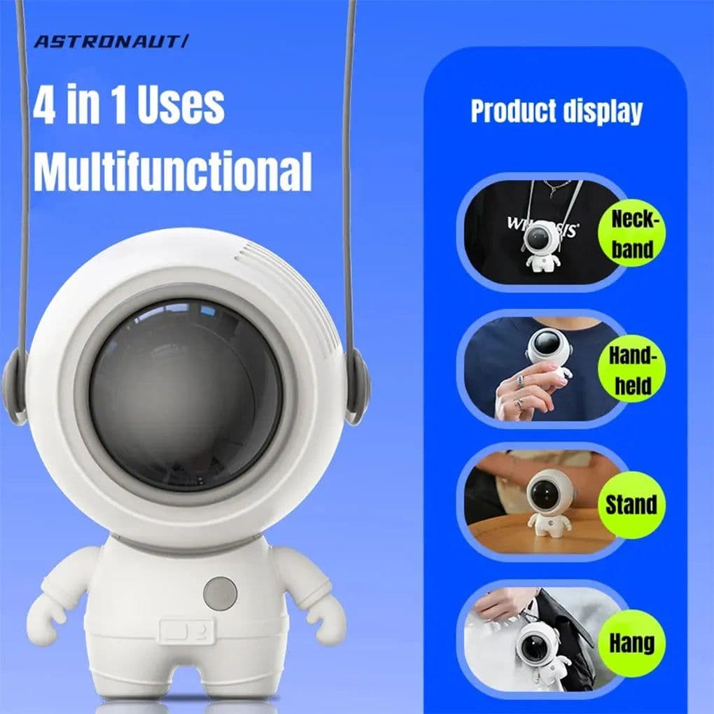 image-Astronaut Neck Hanging Fan Portable Cute Quiet Running Brushless Motor