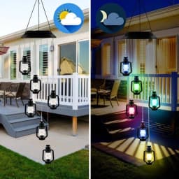 image-Outdoor Solar Wind Chime Lamp Hummingbird Butterfly Ball