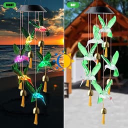 image-Color Changing Solar Power Wind Chime Crystal Ball