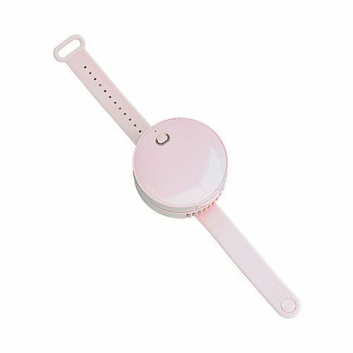 image-Portable Wrist Fan Mirror Leafless USB Rechargeable 3 Speed