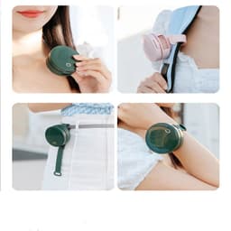 image-Portable Wrist Fan Mirror Leafless USB Rechargeable 3 Speed