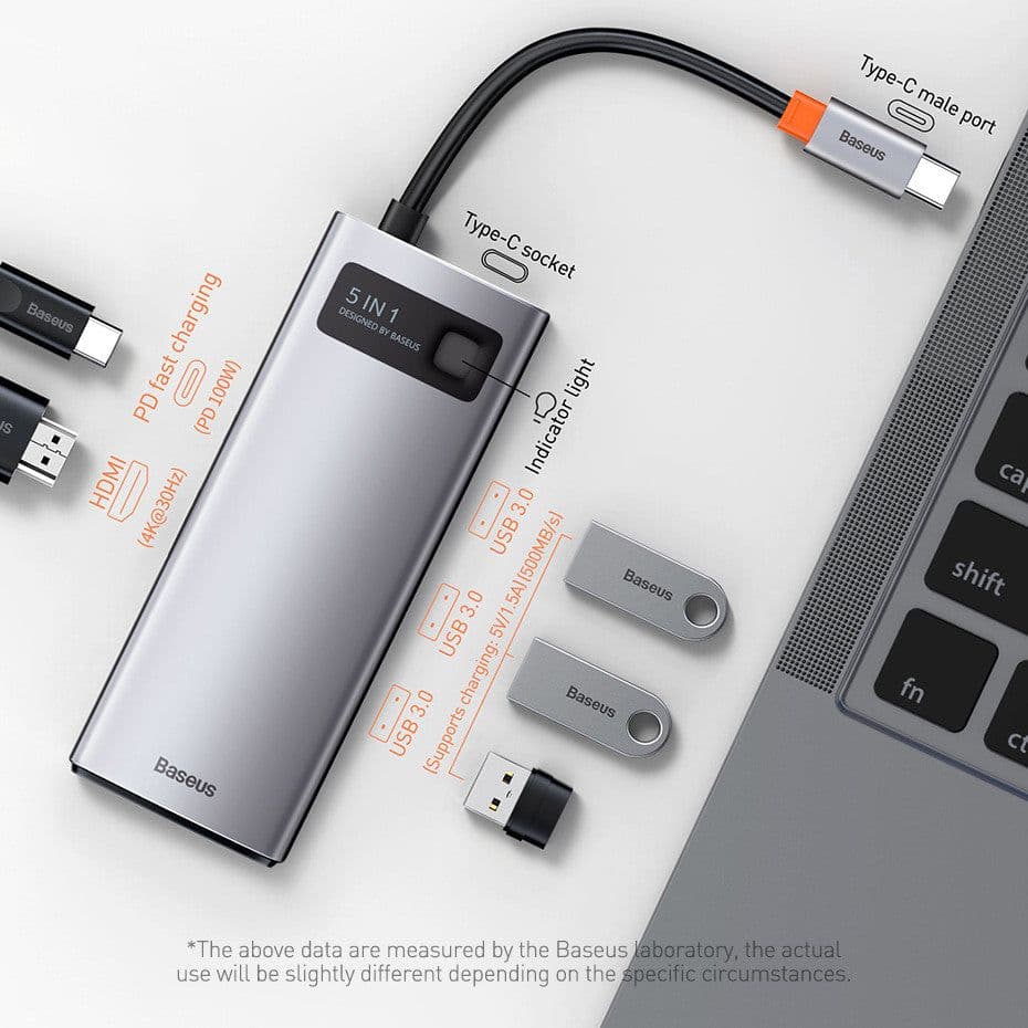image-5 In 1 Multifunctional Type C HUB Docking Station Gray