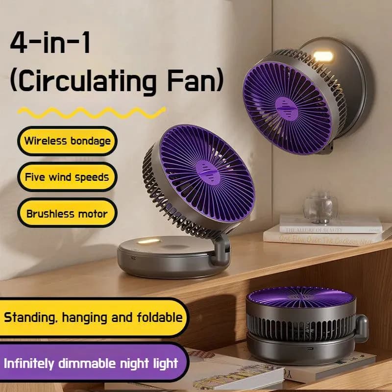 image-6 Inch Multifunctional Foldable Glow-in-the-dark Fan Desktop USB Mute