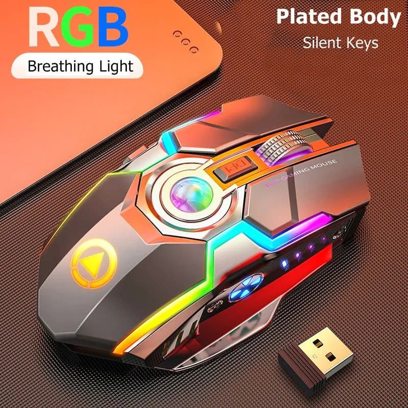 image-Color Wireless Gaming RGB Rechargeable Mute Button Mouse