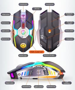 image-Color Wireless Gaming RGB Rechargeable Mute Button Mouse