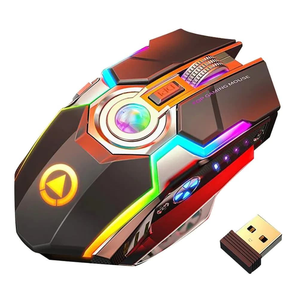 image-Color Wireless Gaming RGB Rechargeable Mute Button Mouse