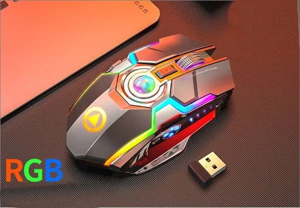 image-Color Wireless Gaming RGB Rechargeable Mute Button Mouse