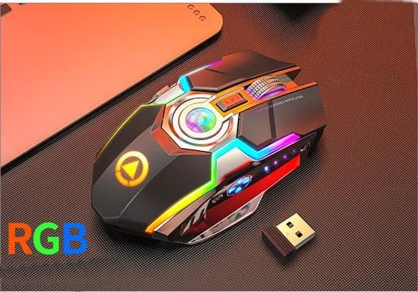 image-Color Wireless Gaming RGB Rechargeable Mute Button Mouse