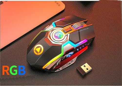 image-Color Wireless Gaming RGB Rechargeable Mute Button Mouse