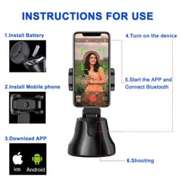 image-Auto Smart Shooting Selfie Stick 360° Object Tracking Holder