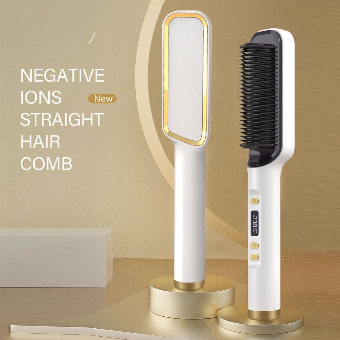 image-Hair Straightener Brush Electric Hot Comb Anti-scalding