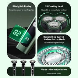 image-Electric Shavers for Men Portable Power Display 3D Floating Blade Full