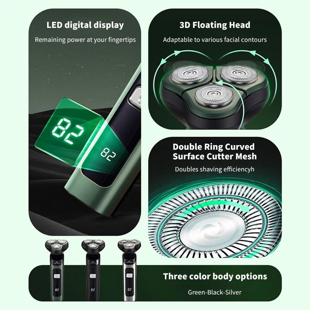 image-Electric Shavers for Men Portable Power Display 3D Floating Blade Full