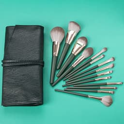 image-14pcs Green Cloud Makeup Brushes Cosmetics Tools Set Wooden Handle