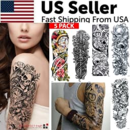 image-5Pcs Large Temporary Body Art Arm Tattoo Sticker Sleeve Man Women