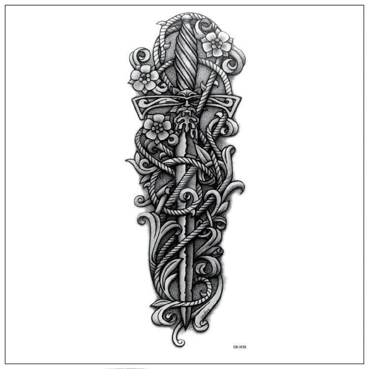 image-5Pcs Large Temporary Body Art Arm Tattoo Sticker Sleeve Man Women