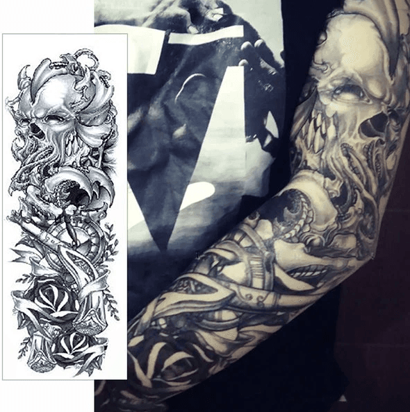image-5Pcs Large Temporary Body Art Arm Tattoo Sticker Sleeve Man Women