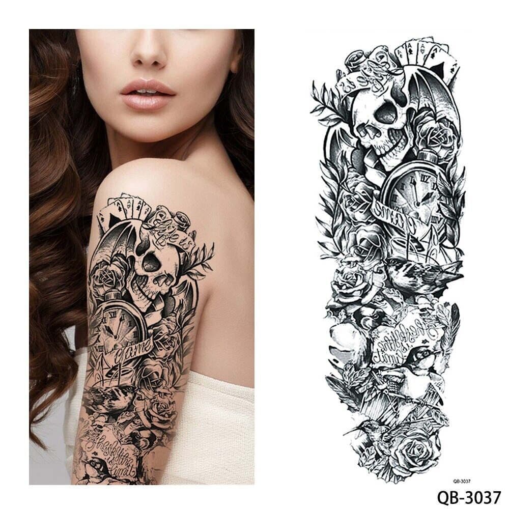 image-5Pcs Large Temporary Body Art Arm Tattoo Sticker Sleeve Man Women