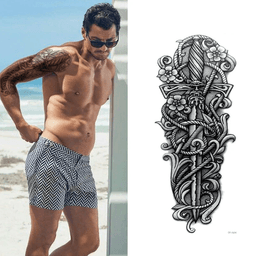 image-5Pcs Large Temporary Body Art Arm Tattoo Sticker Sleeve Man Women