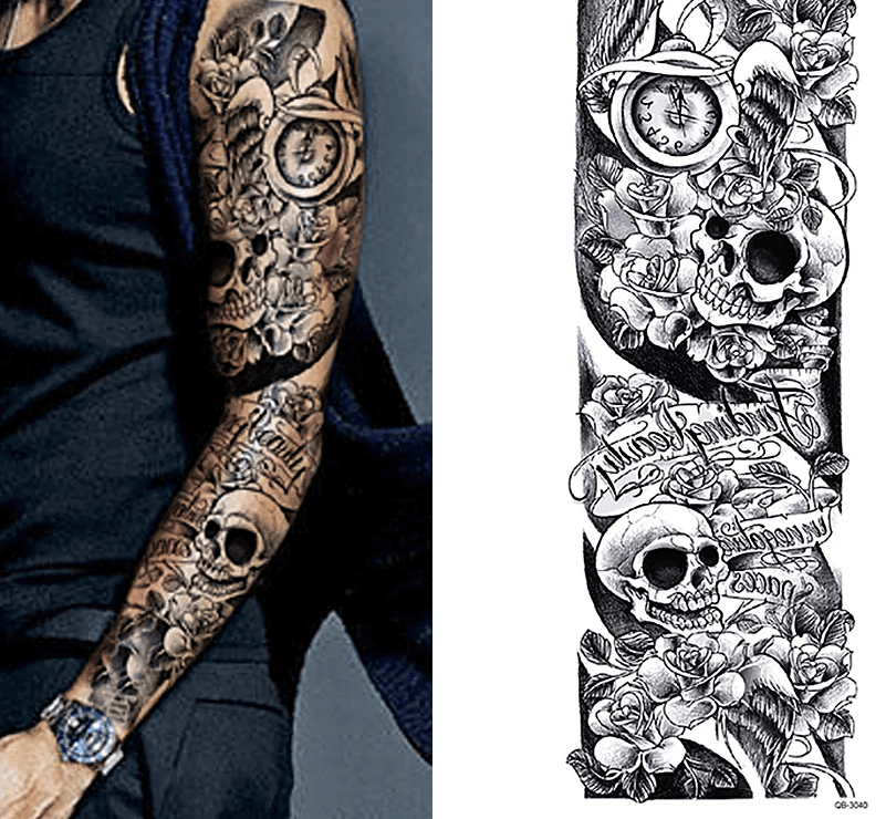 image-5Pcs Large Temporary Body Art Arm Tattoo Sticker Sleeve Man Women
