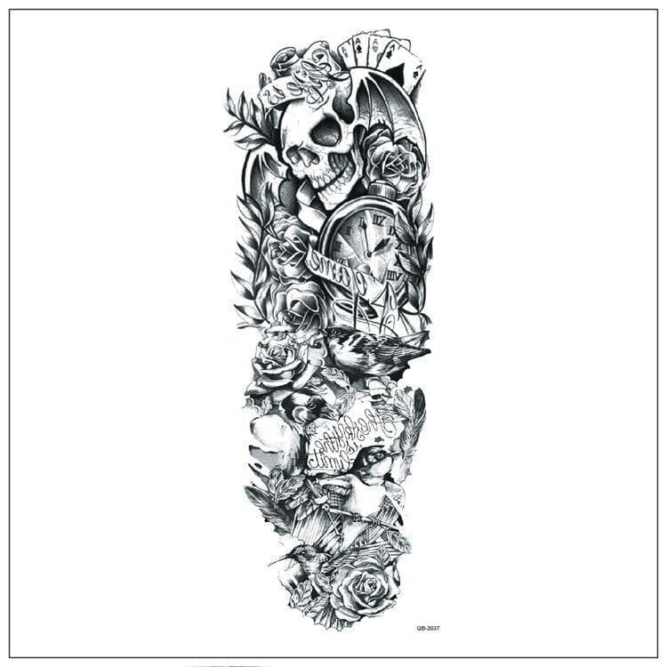 image-5Pcs Large Temporary Body Art Arm Tattoo Sticker Sleeve Man Women