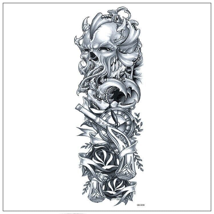 image-5Pcs Large Temporary Body Art Arm Tattoo Sticker Sleeve Man Women
