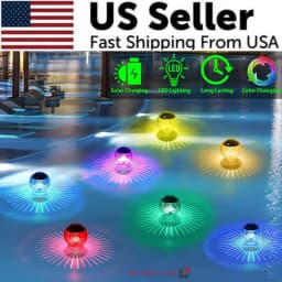 image-Outdoor Solar LED Floating Light Garden Pond Pool Lamp Rotating RGB