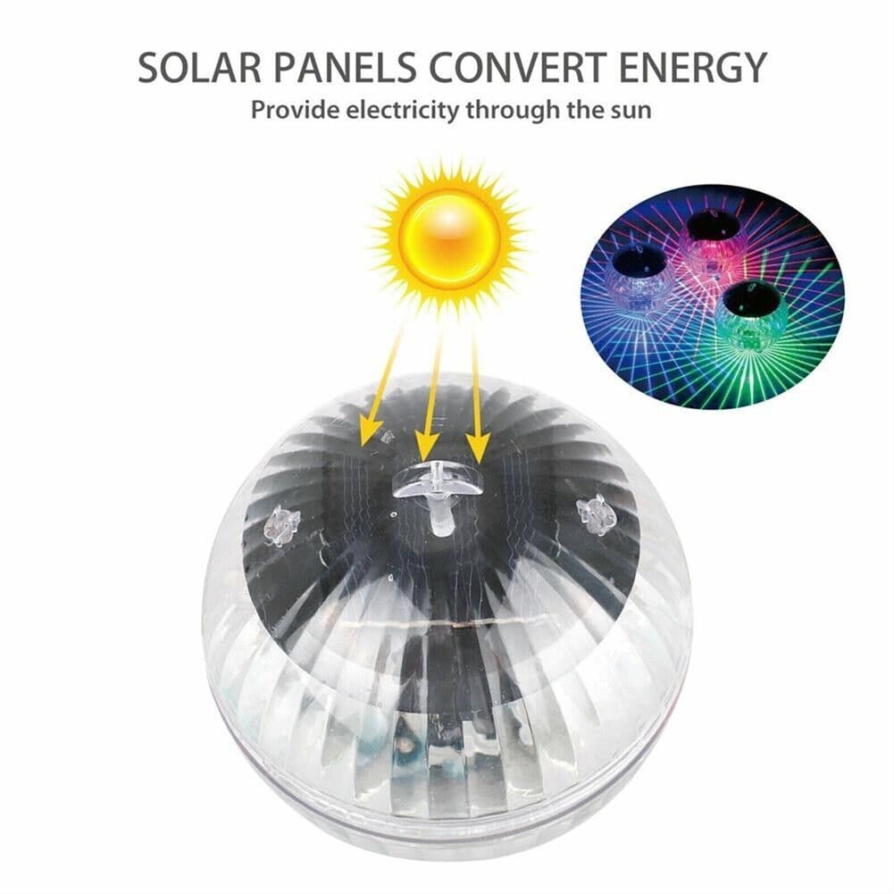 image-Outdoor Solar LED Floating Light Garden Pond Pool Lamp Rotating RGB