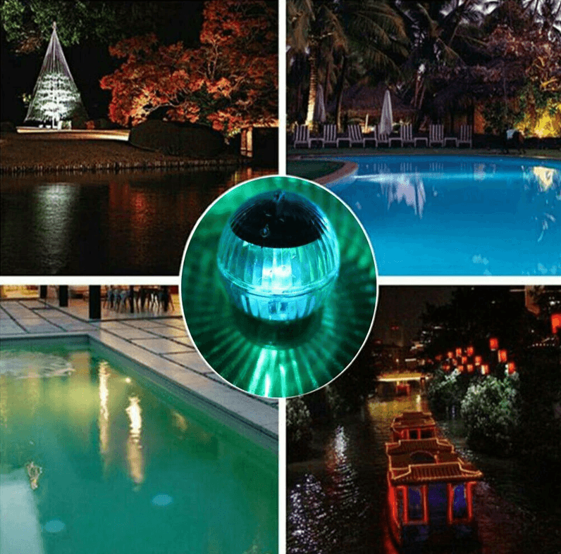 image-Outdoor Solar LED Floating Light Garden Pond Pool Lamp Rotating RGB
