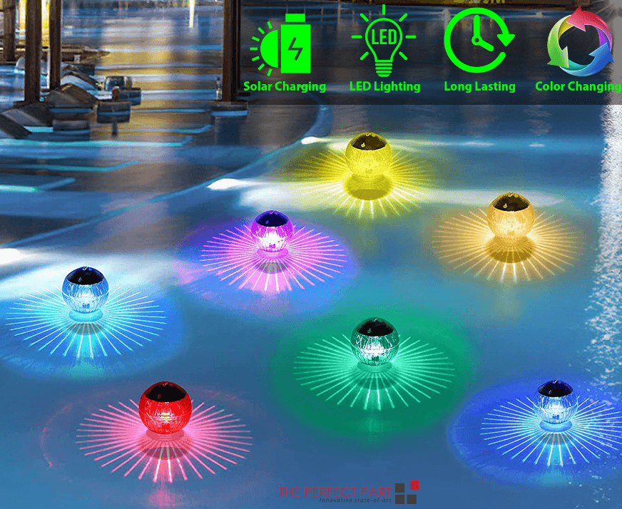 image-Outdoor Solar LED Floating Light Garden Pond Pool Lamp Rotating RGB