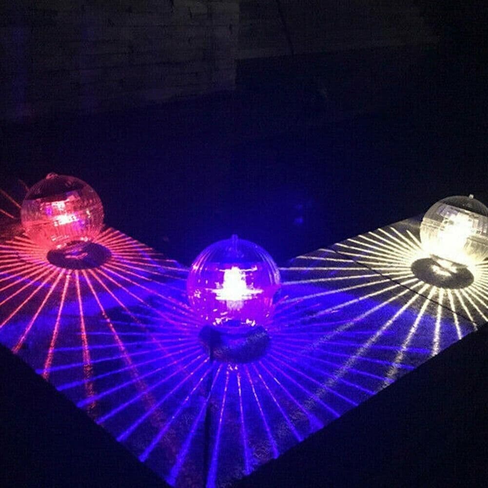 image-Outdoor Solar LED Floating Light Garden Pond Pool Lamp Rotating RGB