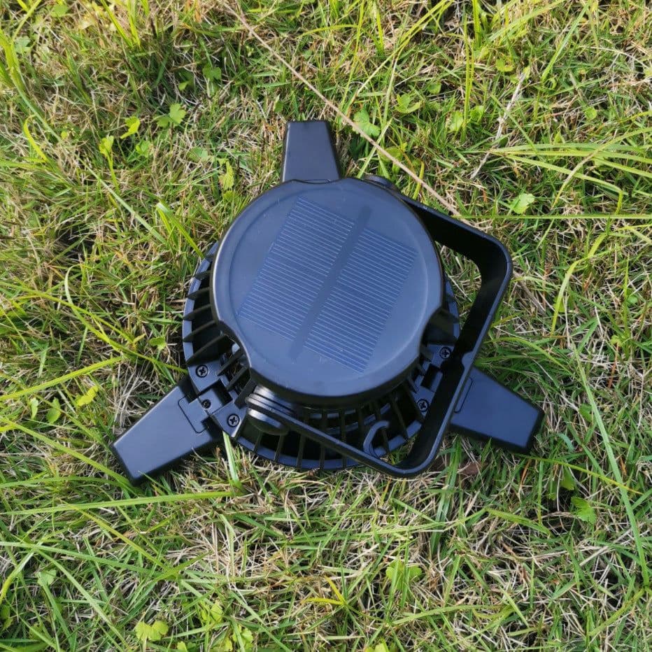 image-Solar Camping Light Foldable Fan Hanging Hook Rechargeable