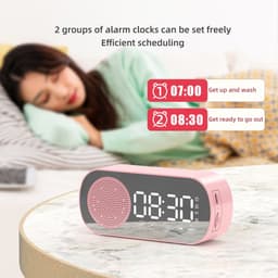 image-Music Alarm Clocks Mirror FM Radio LED Bluetooth Speaker