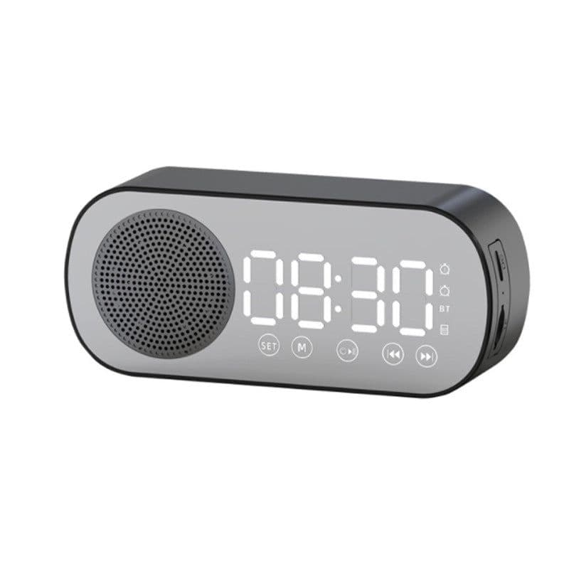 image-Music Alarm Clocks Mirror FM Radio LED Bluetooth Speaker