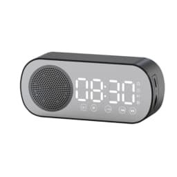 image-Music Alarm Clocks Mirror FM Radio LED Bluetooth Speaker