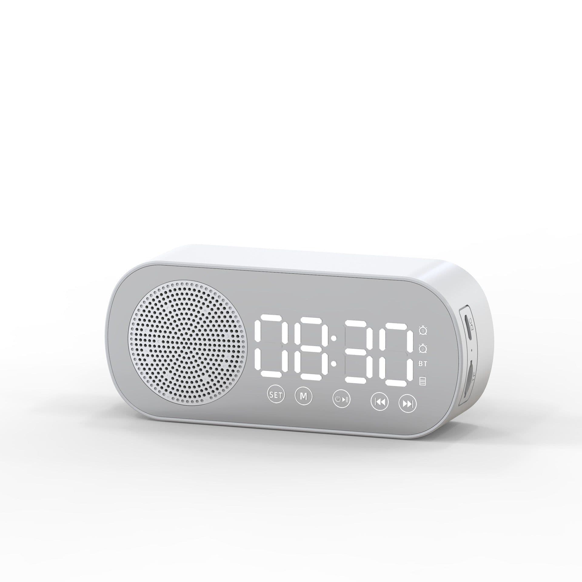 image-Music Alarm Clocks Mirror FM Radio LED Bluetooth Speaker