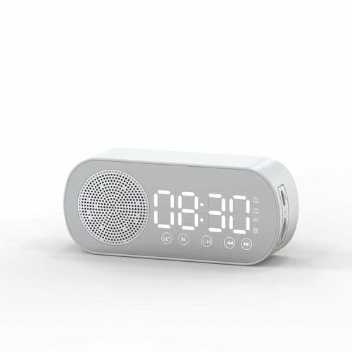 image-Music Alarm Clocks Mirror FM Radio LED Bluetooth Speaker