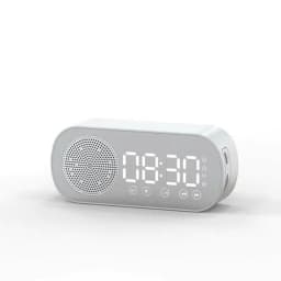 image-Music Alarm Clocks Mirror FM Radio LED Bluetooth Speaker