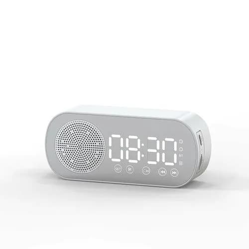image-Music Alarm Clocks Mirror FM Radio LED Bluetooth Speaker