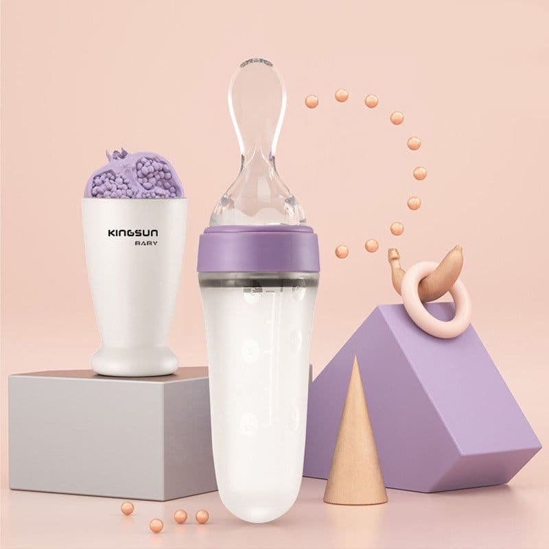 image-Baby Feeding Bottle Toddler Silicone Squeeze Feeding Spoon