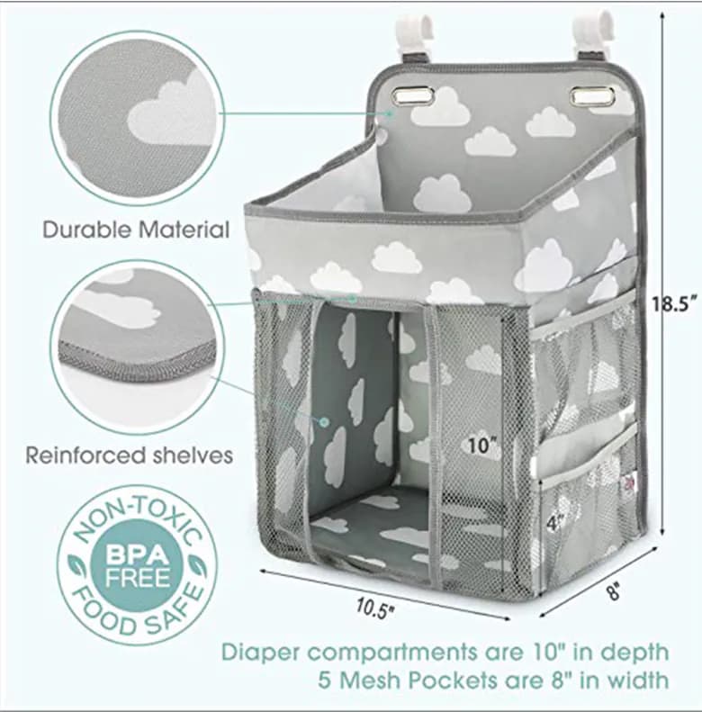 image-Portable Baby Crib Organizer Bed Hanging Bag