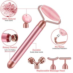 image-5-in-1 24K Gold Beauty Bar Face Massager Electric Vibrating Rose