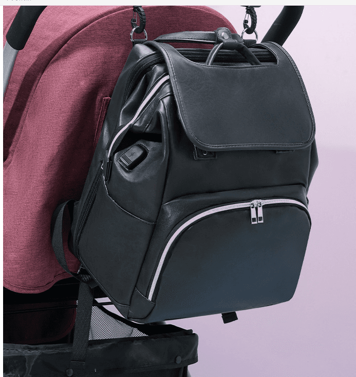 image-New PU Leather Diaper Bag Baby Mummy Maternity Bag