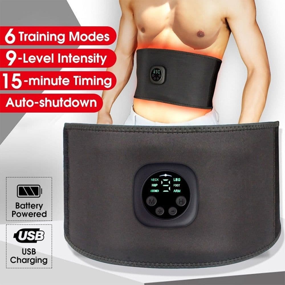 image-EMS Fitness Trainer Belt Waist Support Abdominal Muscle Stimulator