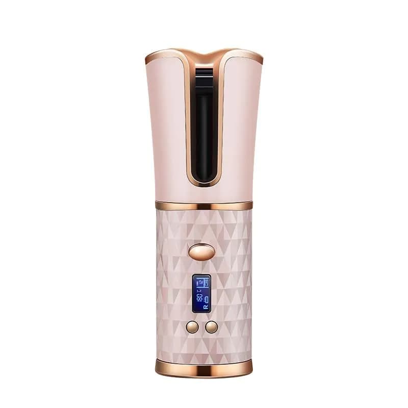 image-Cordless Curling Iron Automatic Rotating Portable Hair Curler USB