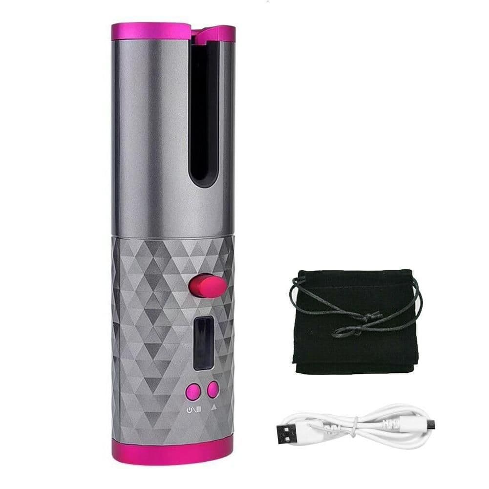 image-Cordless Curling Iron Automatic Rotating Portable Hair Curler USB