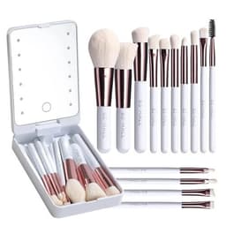 image-Versatile Luxurious Makeup Brush Set with Mini LED Light Mirror -