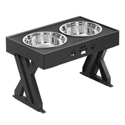image-Stainless Steel Elevated Adjustable Dog Bowl Feeder