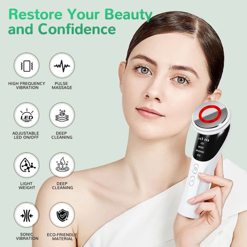 image-3 Model Face and Neck Massage and Face Beauty Device LED Warm Skin