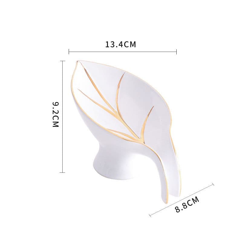 image-Ceramics Leaf Shape Soap Box Bathroom Soap Holder Storage